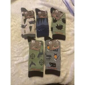 Mossy Oak Novelty Crew Socks 5 Pack Size 6-12 Bears Campfire